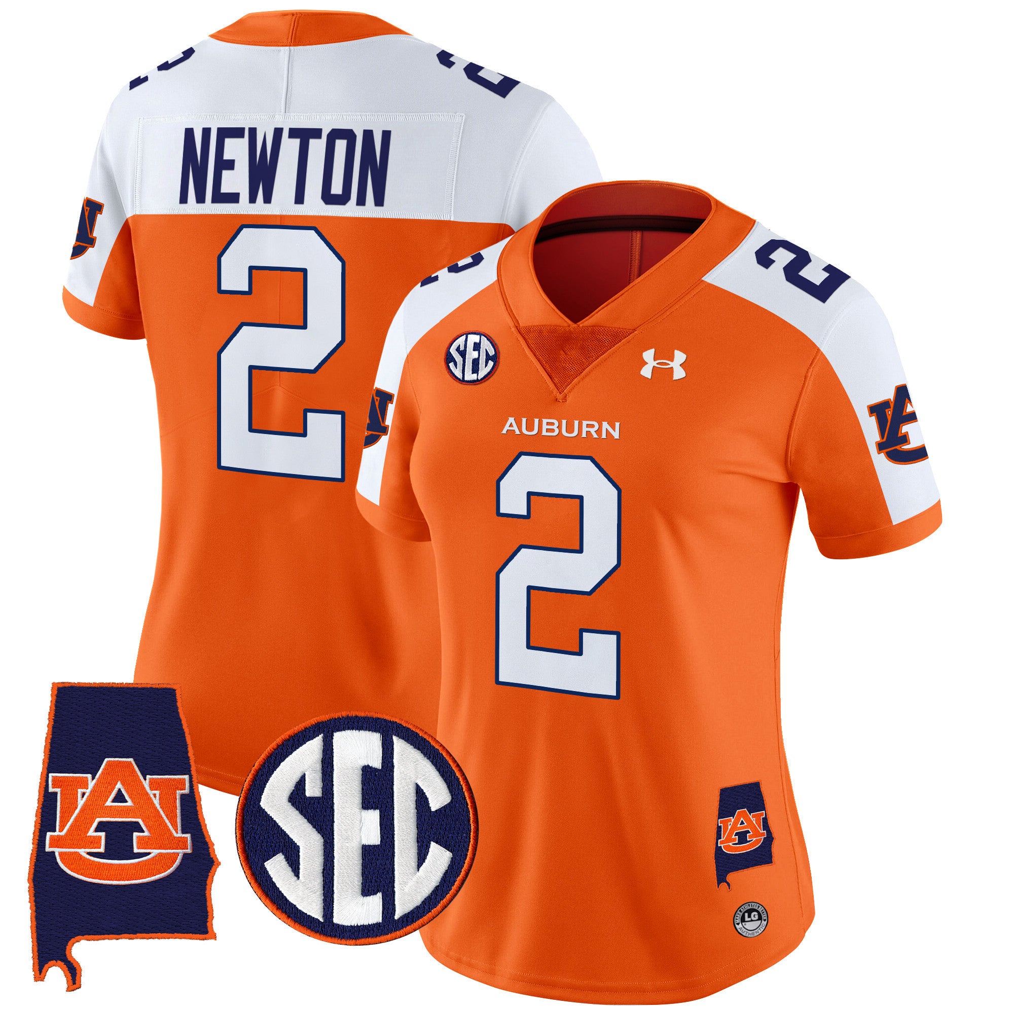 Women's Auburn Tigers 2024 Alabama Patch Vapor Limited Jersey - All Stitched - Orange Alternate, Cam Newton