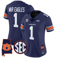 Women's Auburn Tigers 2024 Alabama Patch Vapor Limited Jersey - All Stitched - Navy, #1 War Eagles