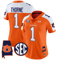 Women's Auburn Tigers 2024 Alabama Patch Vapor Limited Jersey - All Stitched - Orange Alternate, Payton Thorne