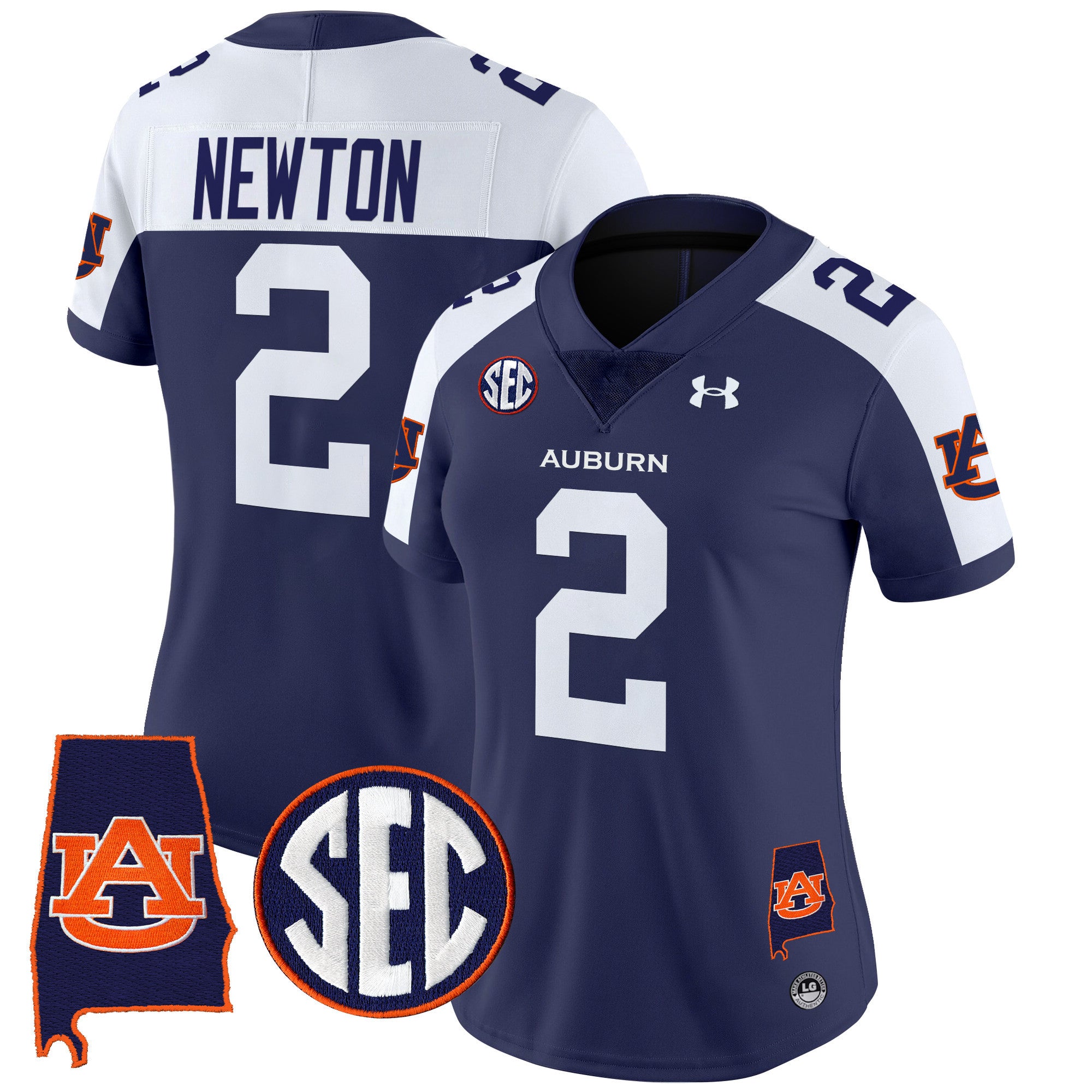 Women's Auburn Tigers 2024 Alabama Patch Vapor Limited Jersey - All Stitched - Navy Alternate, Cam Newton