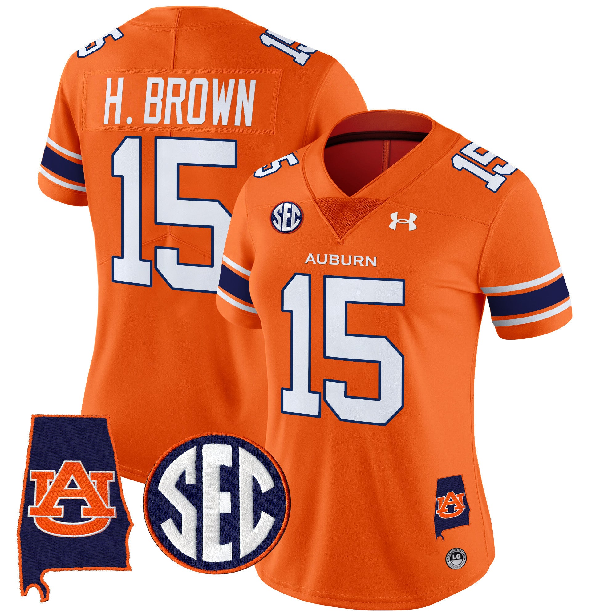 Women's Auburn Tigers 2024 Alabama Patch Vapor Limited Jersey - All Stitched - Orange, Hank Brown