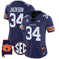 Women's Auburn Tigers 2024 Alabama Patch Vapor Limited Jersey - All Stitched - Navy, Bo Jackson