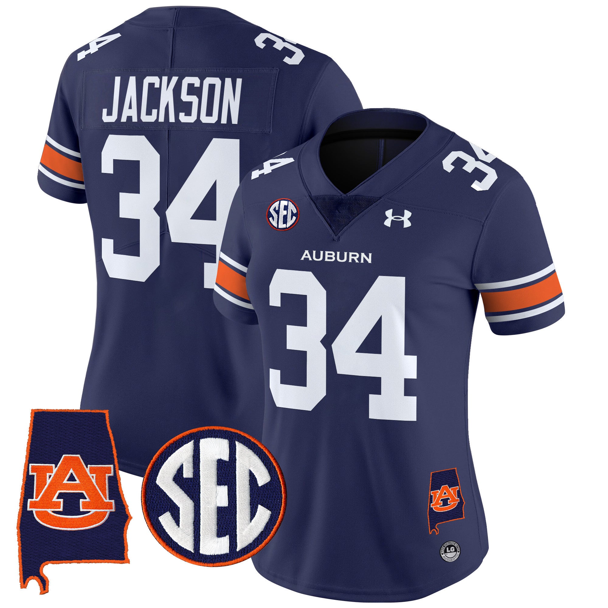 Women's Auburn Tigers 2024 Alabama Patch Vapor Limited Jersey - All Stitched - Navy, Bo Jackson