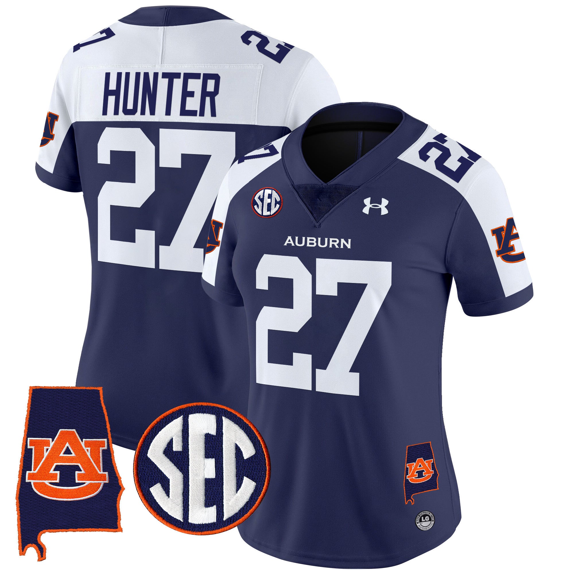 Women's Auburn Tigers 2024 Alabama Patch Vapor Limited Jersey - All Stitched - Navy Alternate, Jarquez Hunter