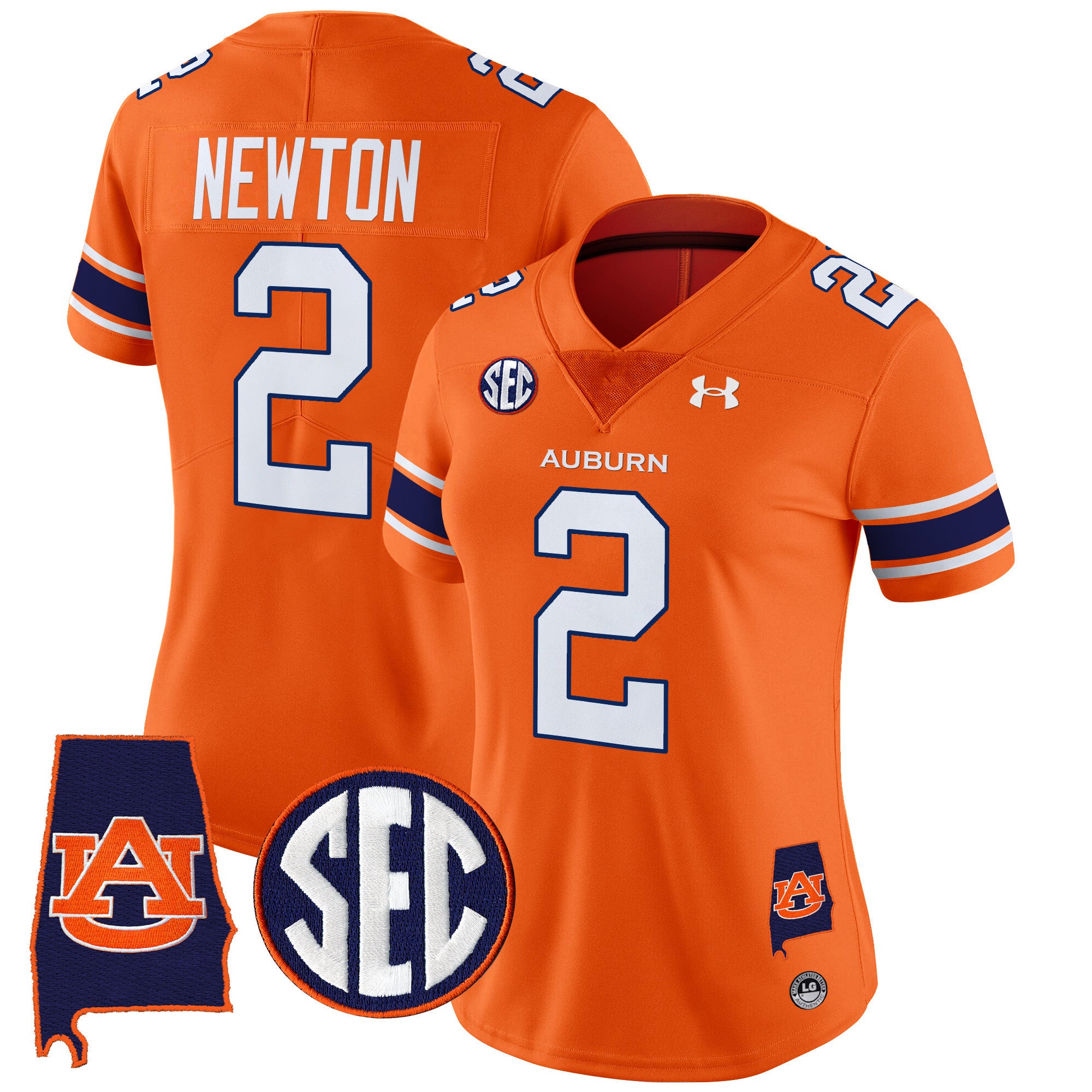 Women's Auburn Tigers 2024 Alabama Patch Vapor Limited Jersey - All Stitched - Orange, Cam Newton