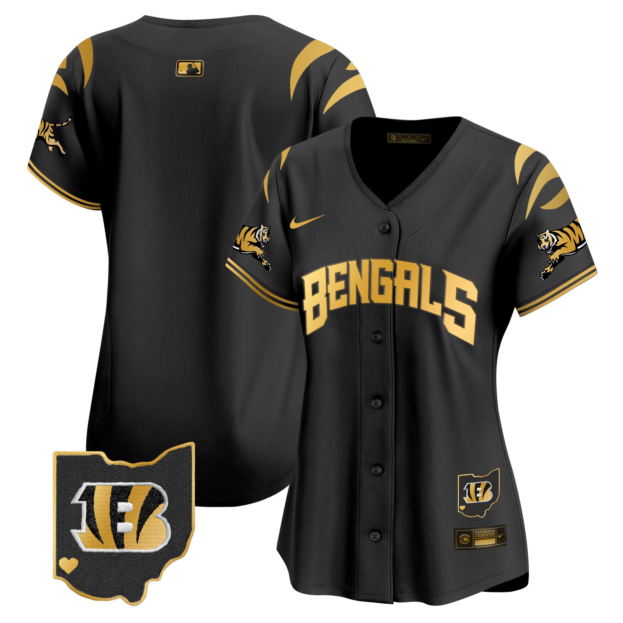 Women's Bengals Vapor Premier Limited Jersey - All Stitched - Black Gold, #1 Team