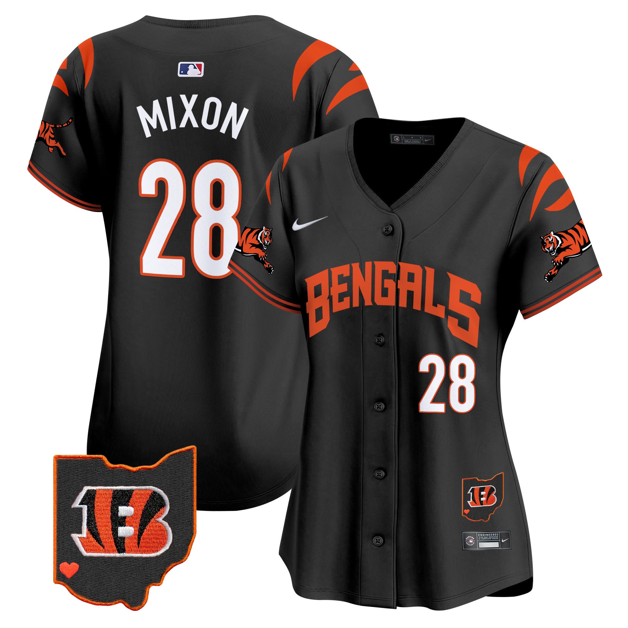 Women's Bengals Vapor Premier Limited Jersey - All Stitched - Black, Joe Mixon