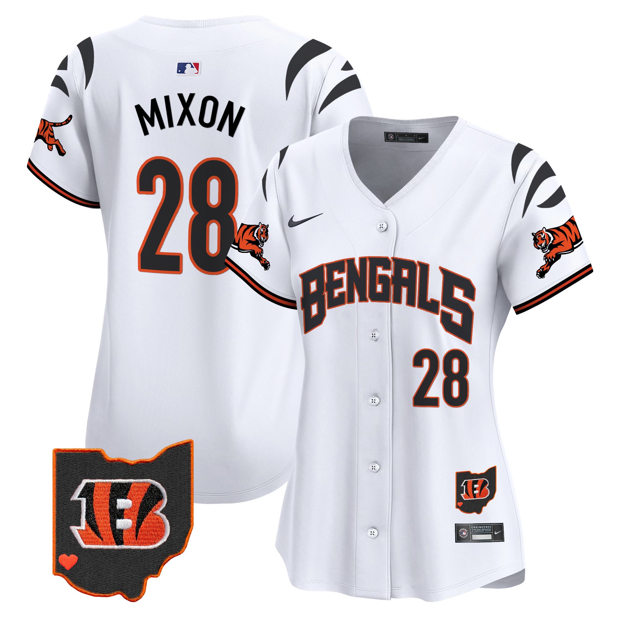 Women's Bengals Vapor Premier Limited Jersey - All Stitched - White, Joe Mixon