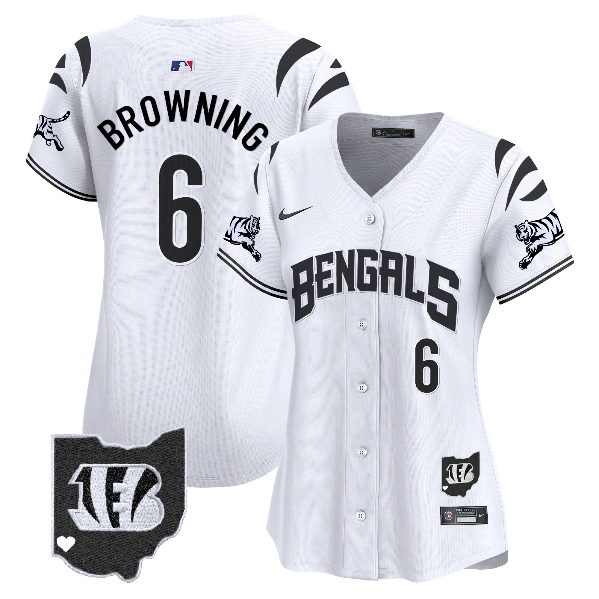 Women's Bengals Vapor Premier Limited Jersey - All Stitched - White Limited, Jake Browning