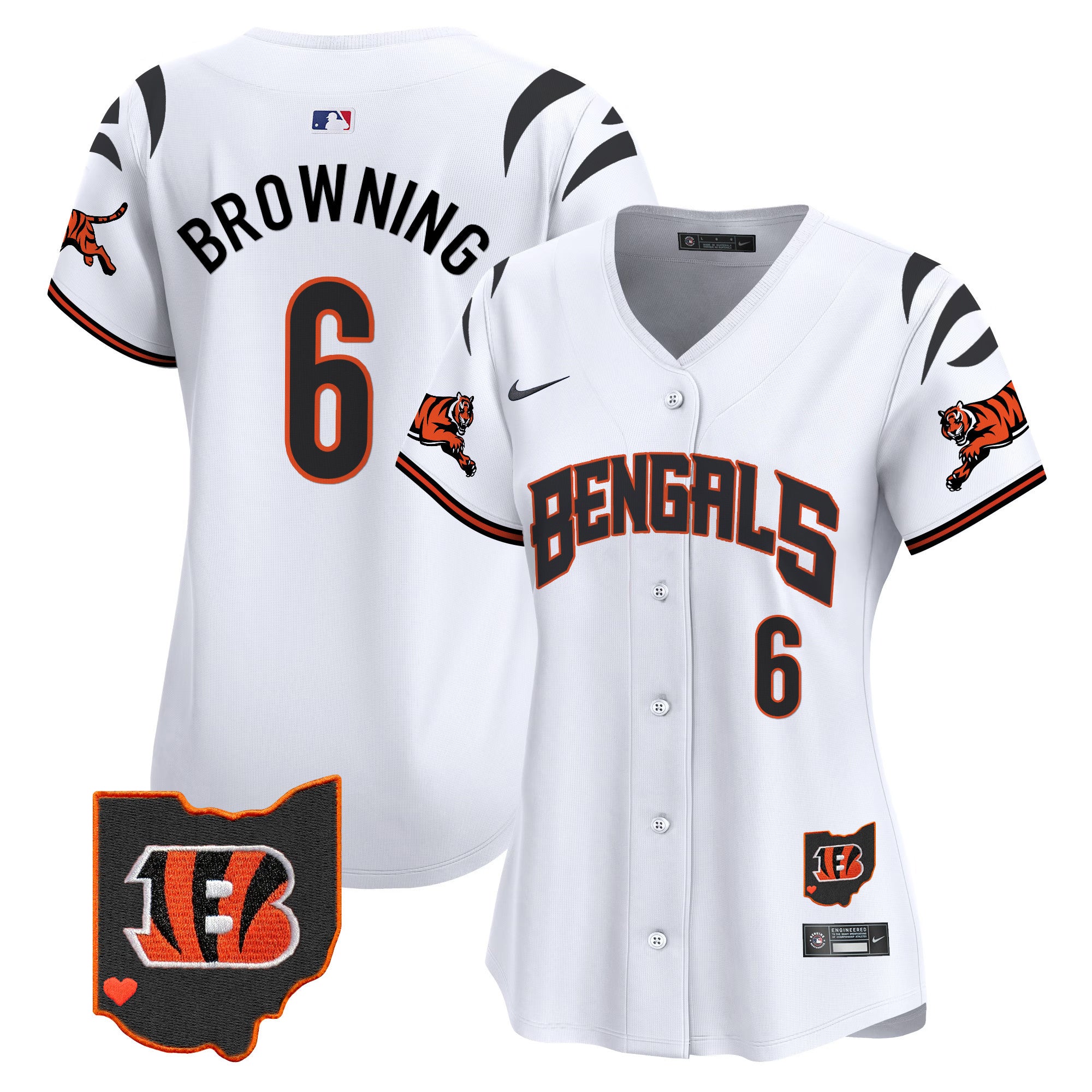 Women's Bengals Vapor Premier Limited Jersey - All Stitched - White, Jake Browning