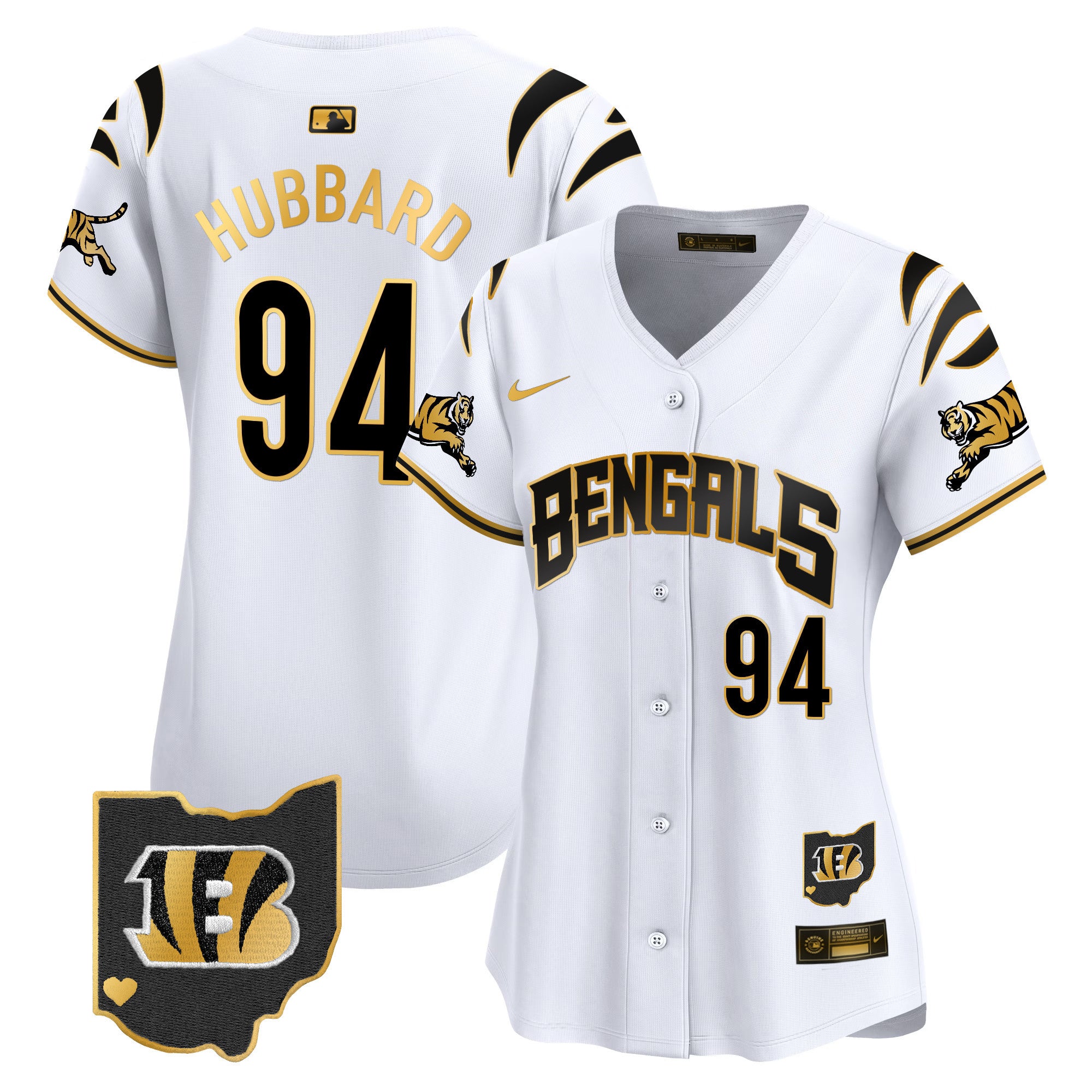 Women's Bengals Vapor Premier Limited Jersey - All Stitched - White Gold, Sam Hubbard