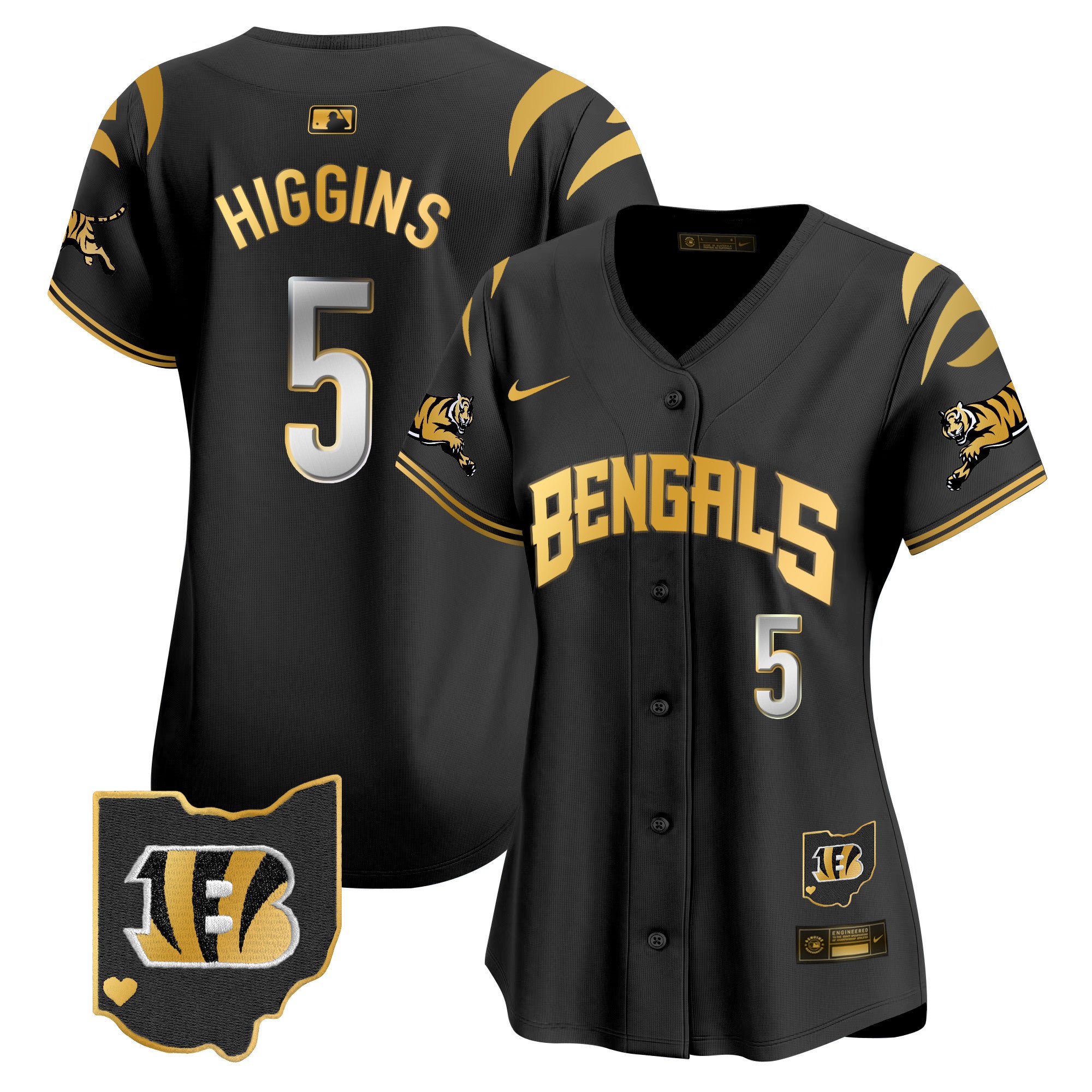 Women's Bengals Vapor Premier Limited Jersey - All Stitched - Black Gold, Tee Higgins