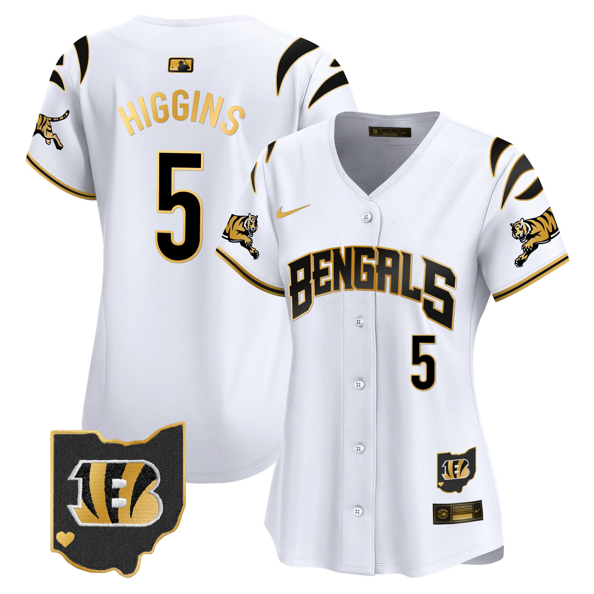 Women's Bengals Vapor Premier Limited Jersey - All Stitched - White Gold, Tee Higgins