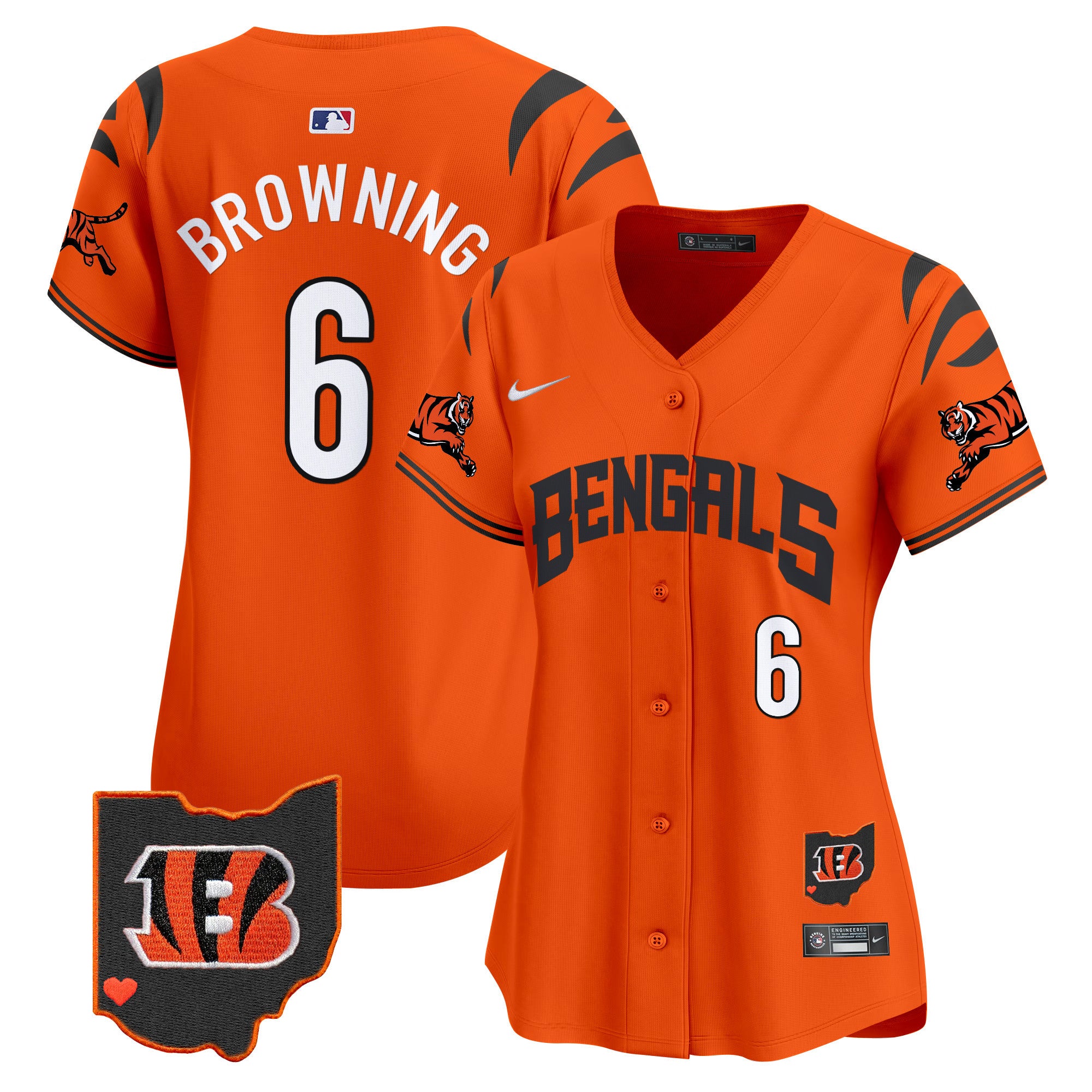 Women's Bengals Vapor Premier Limited Jersey - All Stitched - Orange, Jake Browning