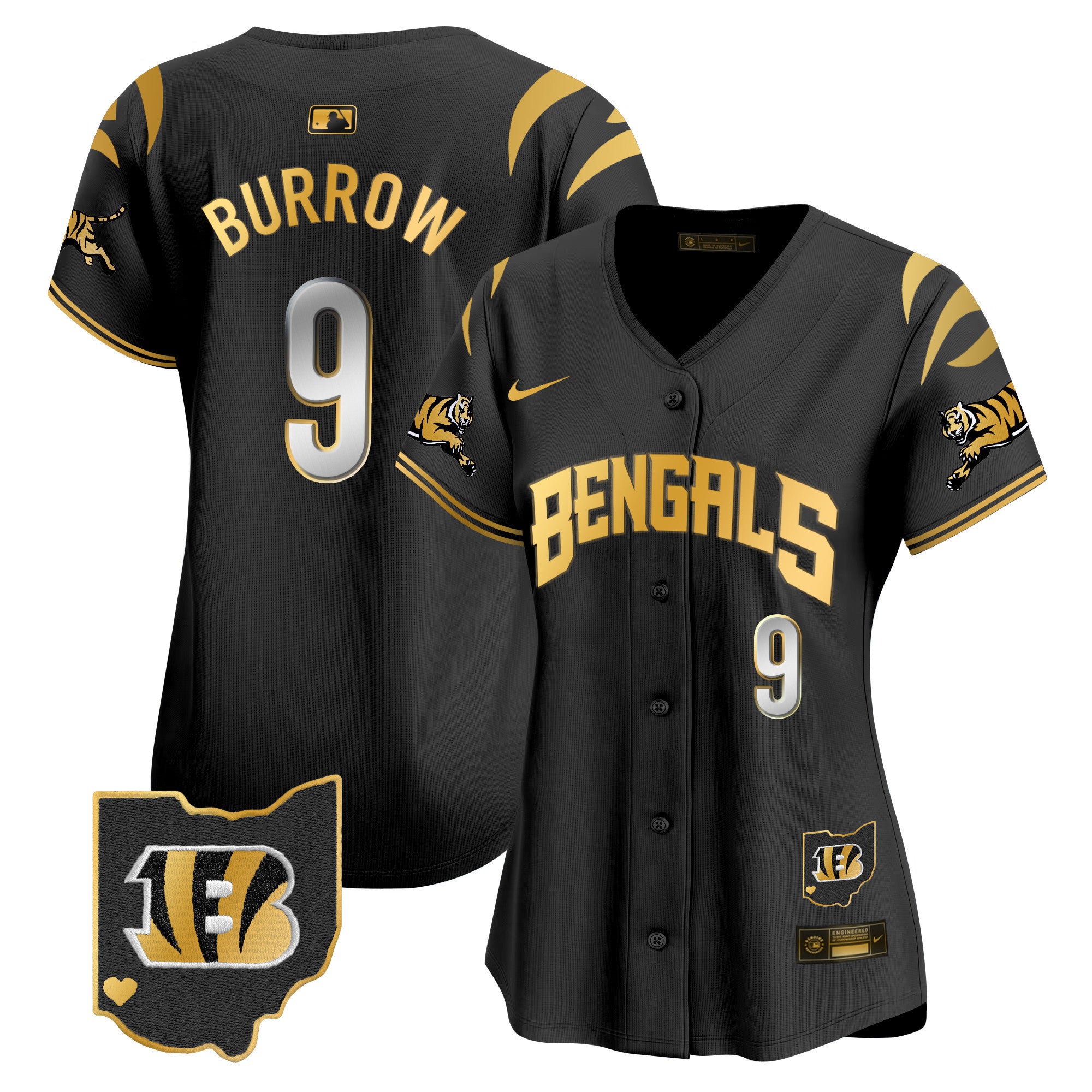 Women's Bengals Vapor Premier Limited Jersey - All Stitched - Black Gold, Joe Burrow