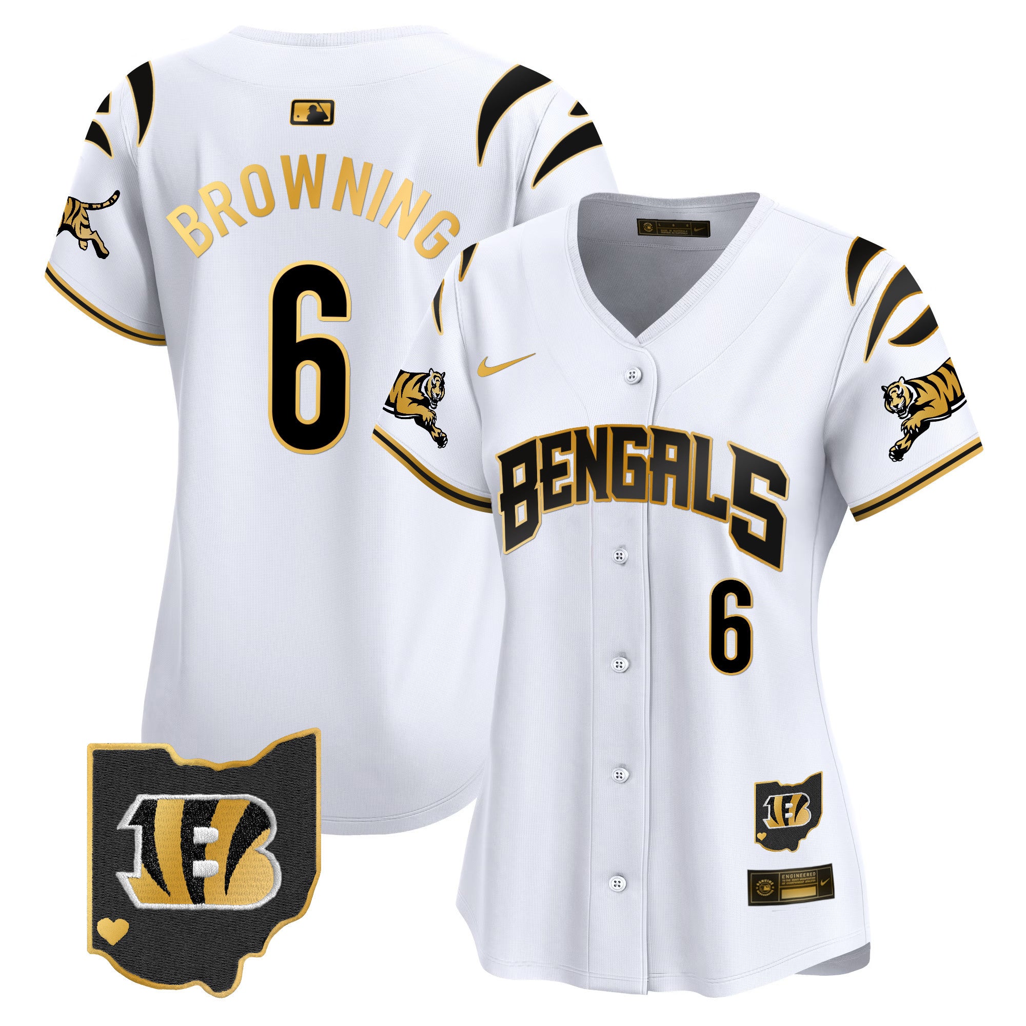 Women's Bengals Vapor Premier Limited Jersey - All Stitched - White Gold, Ja'Marr Chase