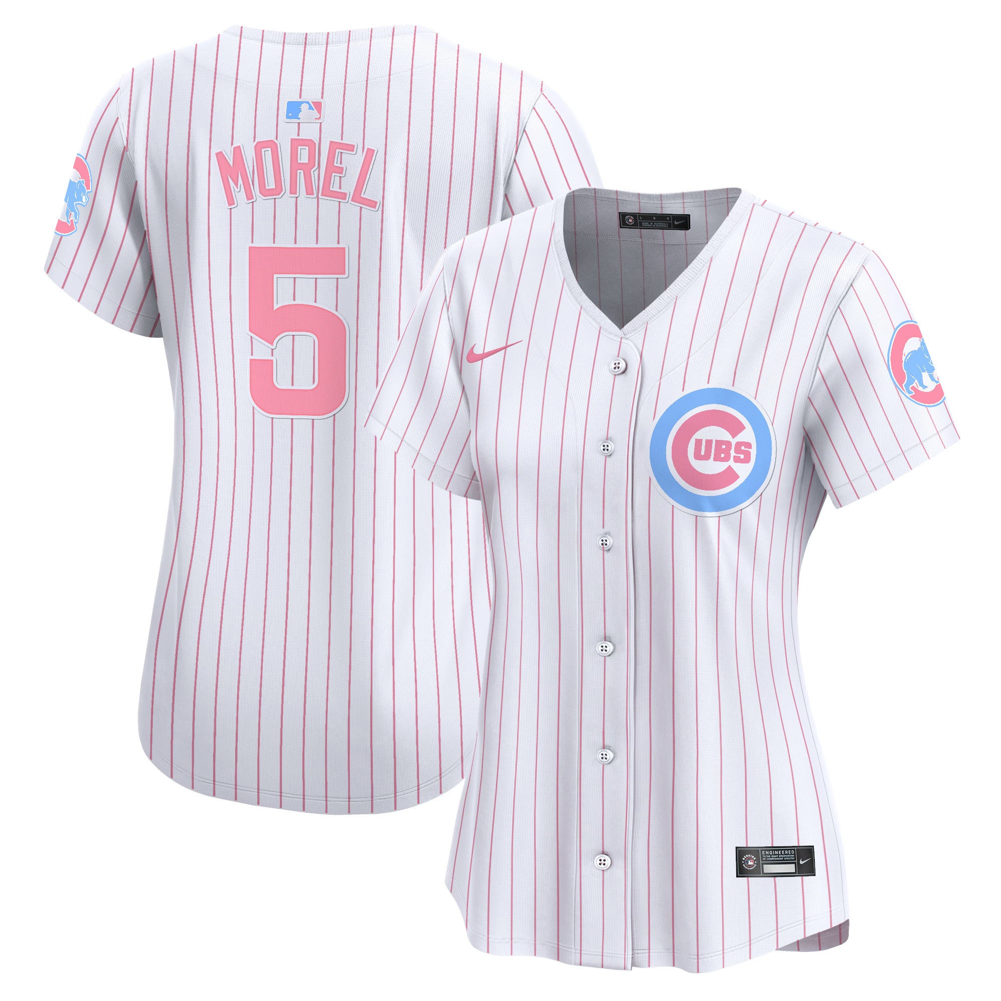 Women's Chicago Cubs Bubblegum Pink Vapor Premier Limited Jersey - All Stitched - Pinstripe, Christopher Morel