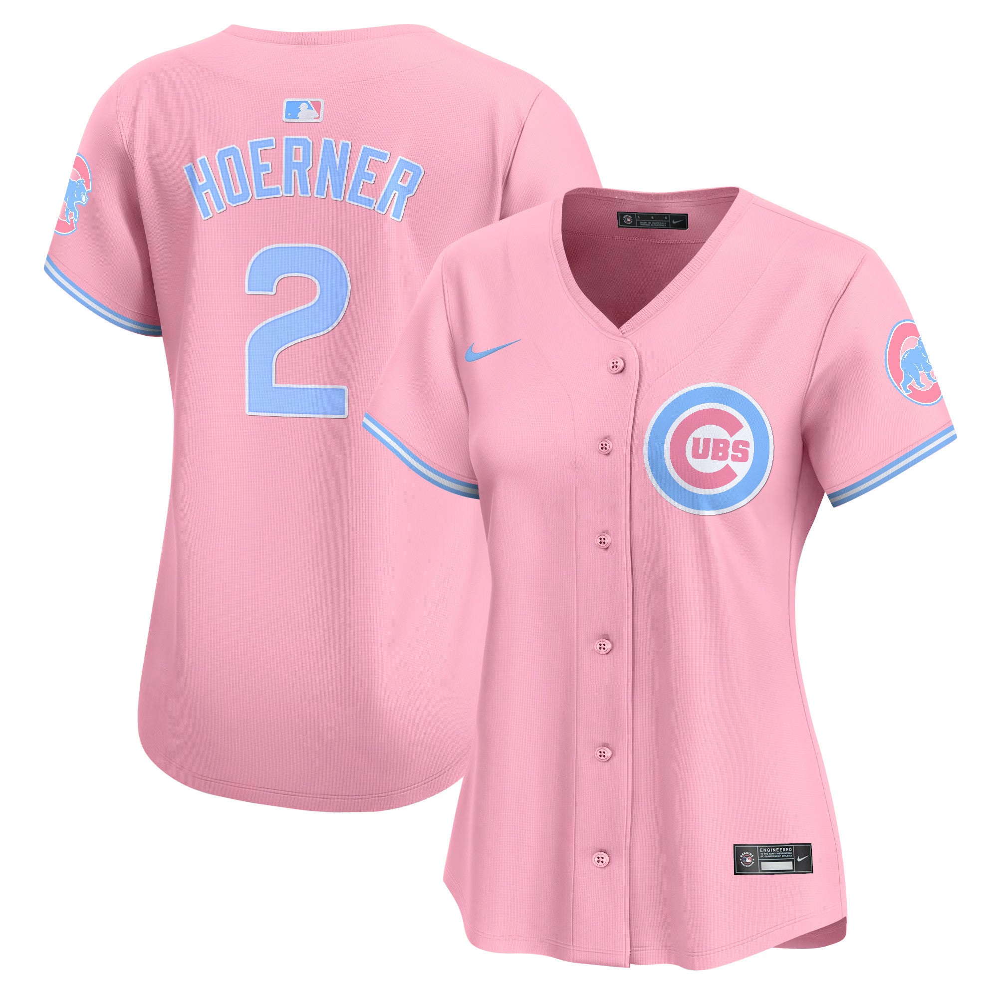 Women's Chicago Cubs Bubblegum Pink Vapor Premier Limited Jersey - All Stitched - Pink, Nico Hoerner