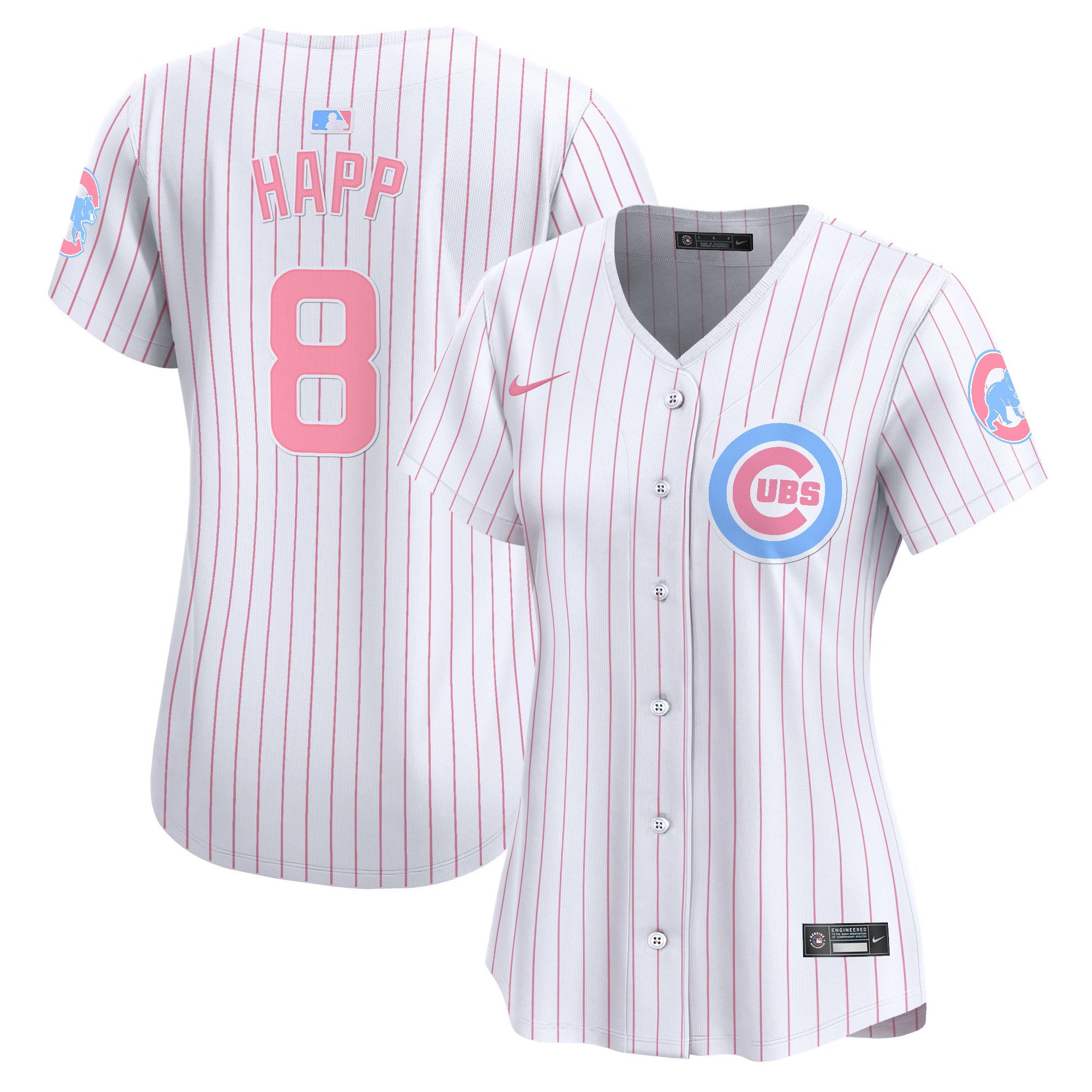 Women's Chicago Cubs Bubblegum Pink Vapor Premier Limited Jersey - All Stitched - Pinstripe, Ian Happ