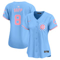 Women's Chicago Cubs Bubblegum Pink Vapor Premier Limited Jersey - All Stitched - Light Blue, Ian Happ