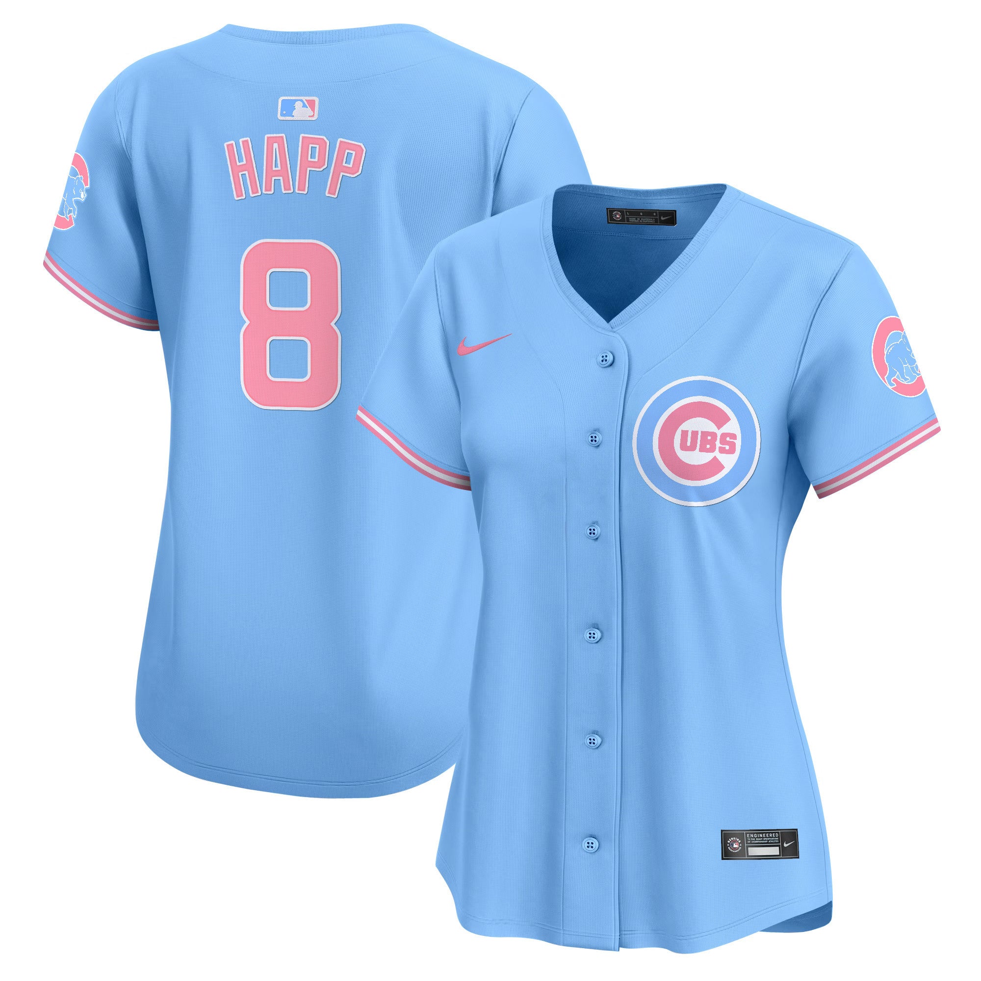 Women's Chicago Cubs Bubblegum Pink Vapor Premier Limited Jersey - All Stitched - Light Blue, Ian Happ