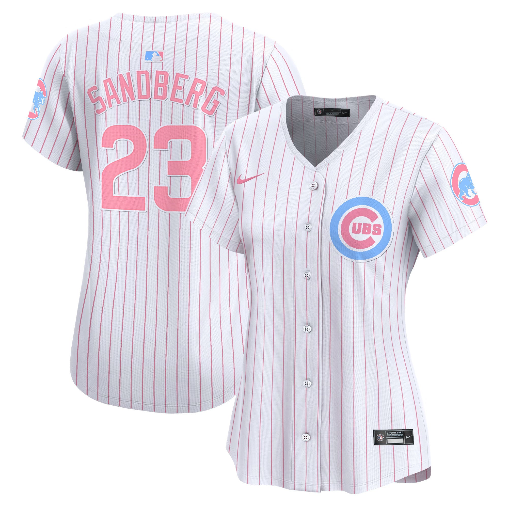 Women's Chicago Cubs Bubblegum Pink Vapor Premier Limited Jersey - All Stitched - Pinstripe, Ryne Sandberg