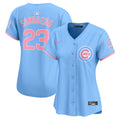 Women's Chicago Cubs Bubblegum Pink Vapor Premier Limited Jersey - All Stitched - Light Blue, Ryne Sandberg
