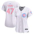Women's Chicago Cubs Bubblegum Pink Vapor Premier Limited Jersey - All Stitched - Pinstripe, Donald Trump