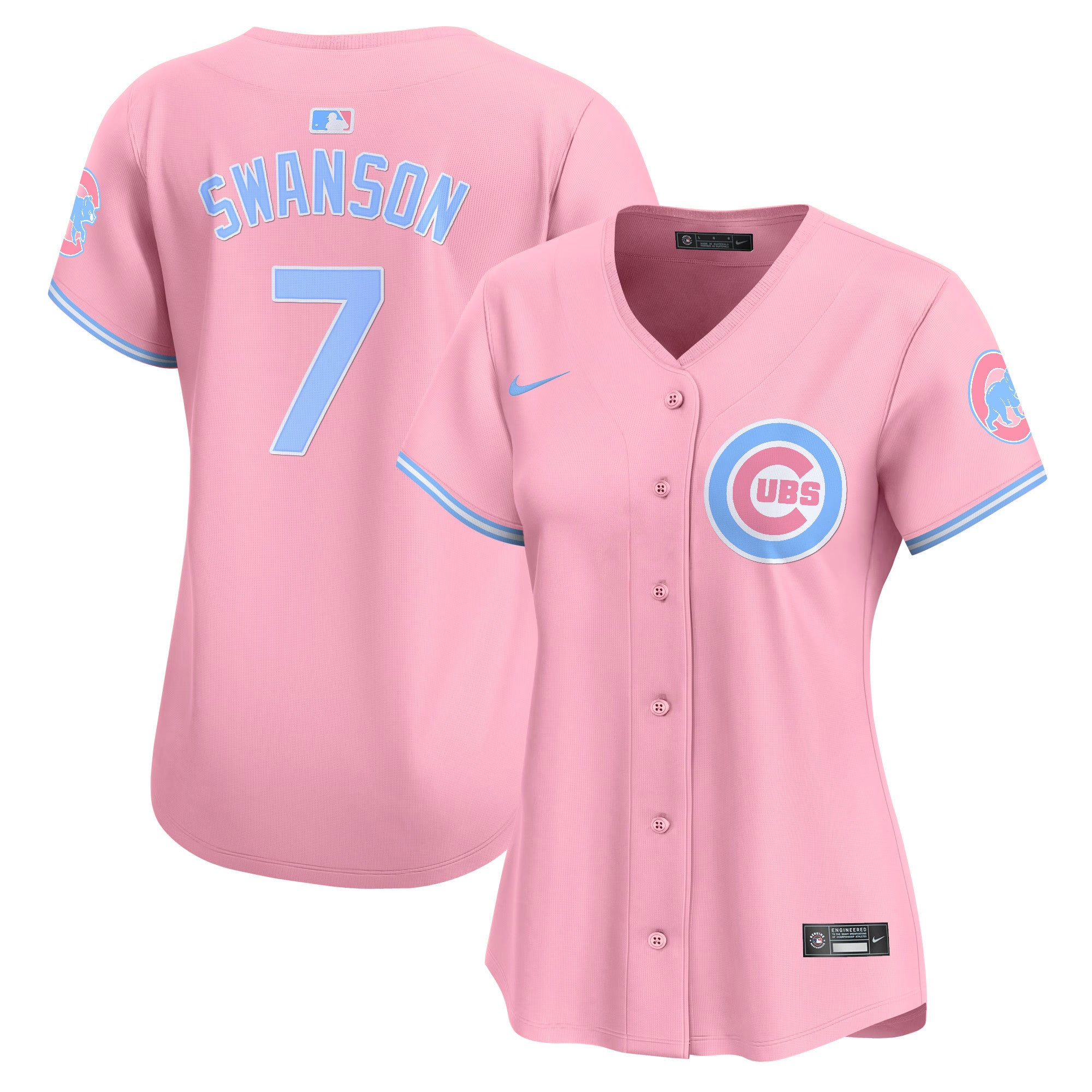 Women's Chicago Cubs Bubblegum Pink Vapor Premier Limited Jersey - All Stitched - Pink, Dansby Swanson
