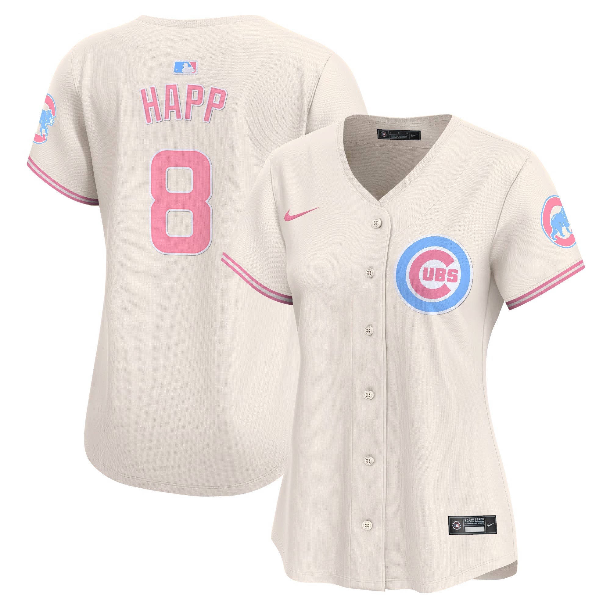 Women's Chicago Cubs Bubblegum Pink Vapor Premier Limited Jersey - All Stitched - Cream, Ian Happ