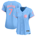 Women's Chicago Cubs Bubblegum Pink Vapor Premier Limited Jersey - All Stitched - Light Blue, Dansby Swanson