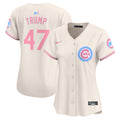 Women's Chicago Cubs Bubblegum Pink Vapor Premier Limited Jersey - All Stitched - Cream, Donald Trump