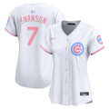 Women's Chicago Cubs Bubblegum Pink Vapor Premier Limited Jersey - All Stitched - White, Dansby Swanson