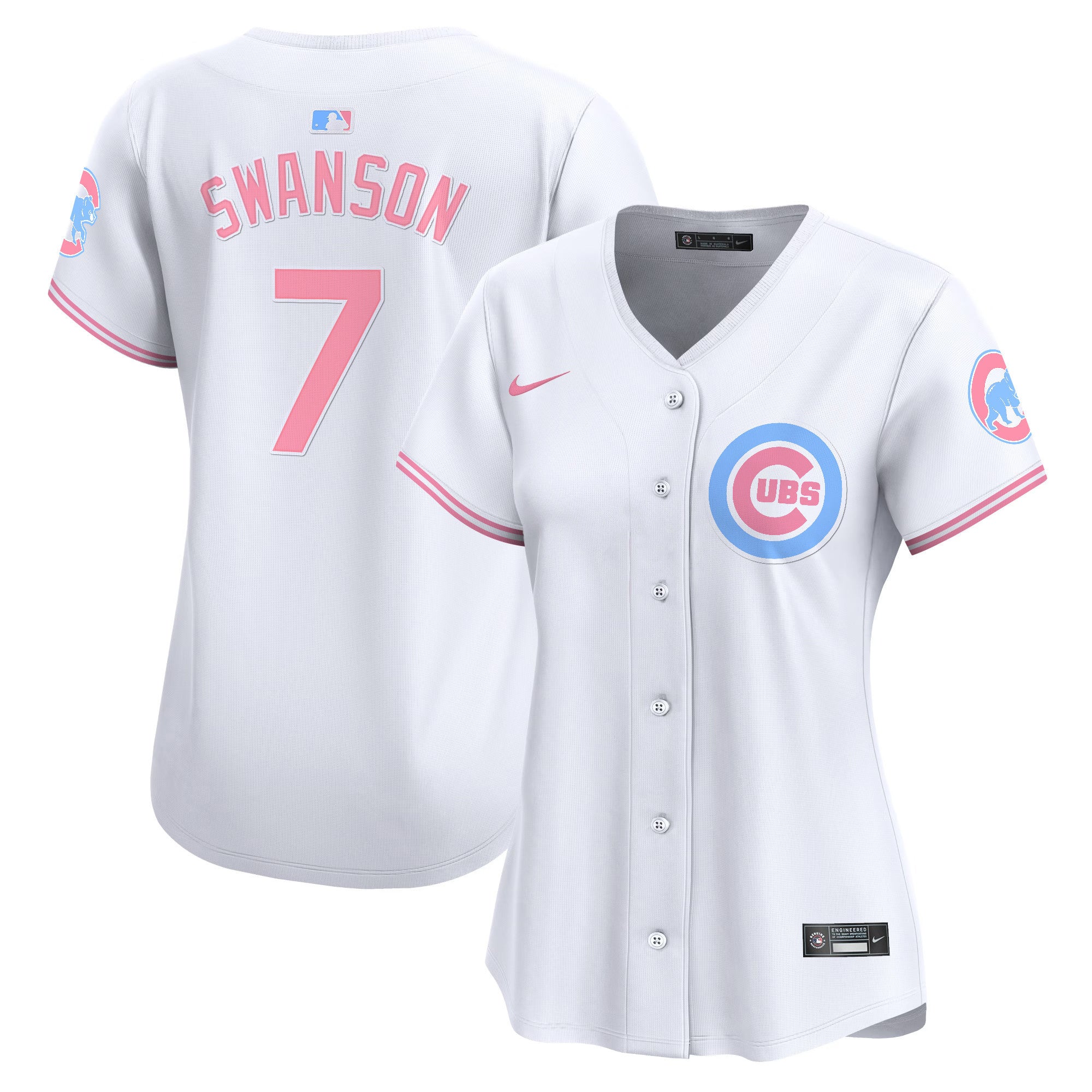 Women's Chicago Cubs Bubblegum Pink Vapor Premier Limited Jersey - All Stitched - White, Dansby Swanson