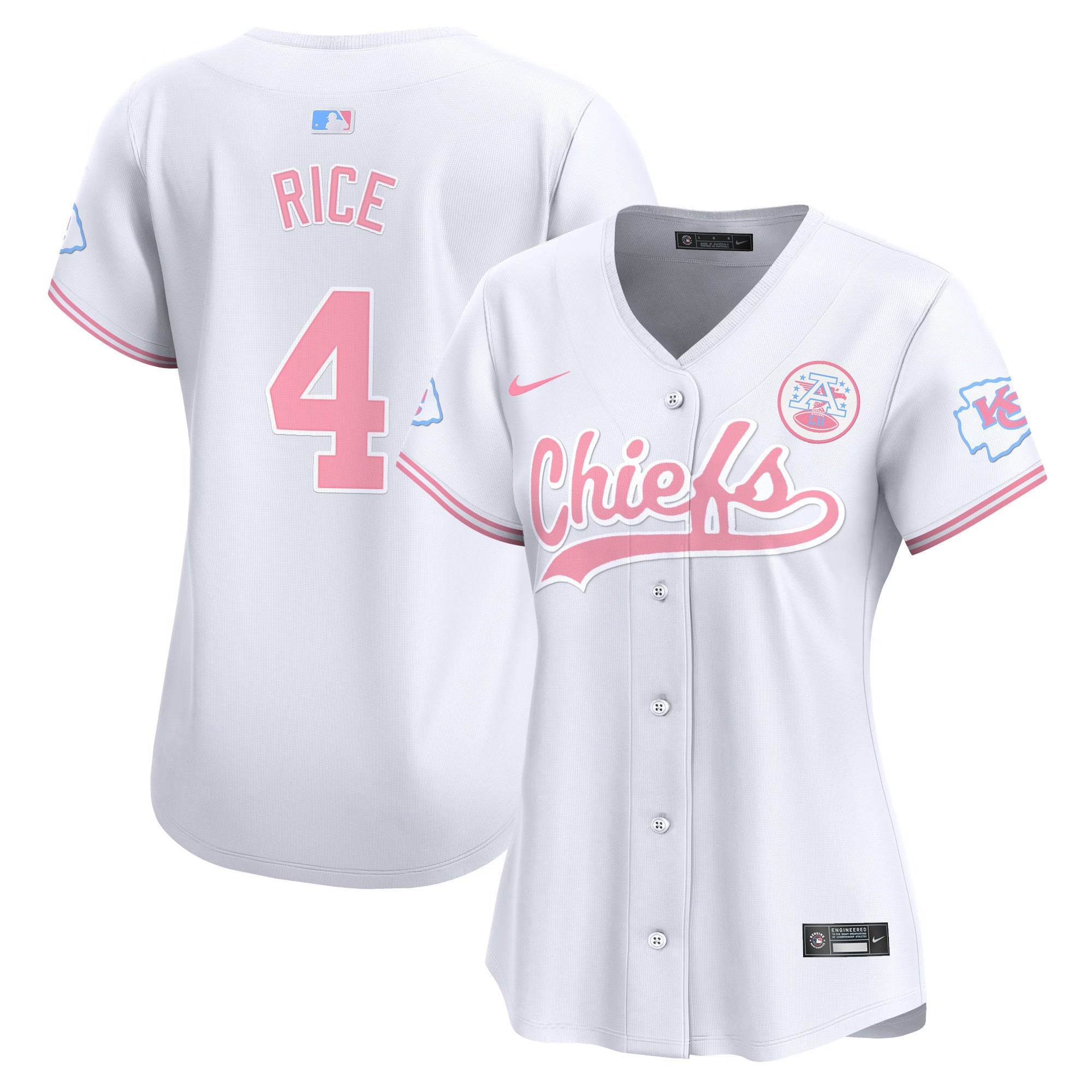 Women's Chiefs Bubblegum Pink Vapor Premier Limited Jersey - All Stitched - White, Rashee Rice
