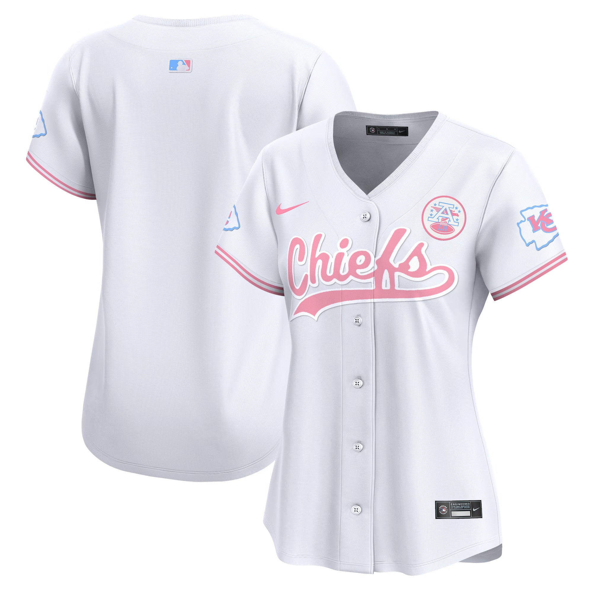 Women's Chiefs Bubblegum Pink Vapor Premier Limited Jersey - All Stitched - White, Team