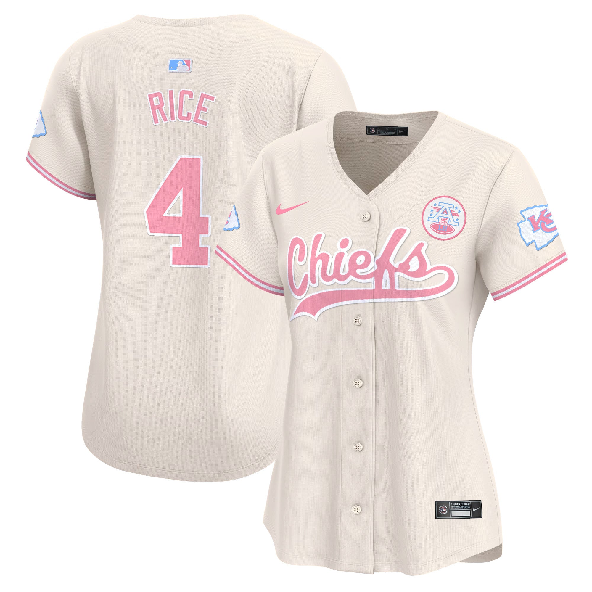 Women's Chiefs Bubblegum Pink Vapor Premier Limited Jersey - All Stitched - Cream, Rashee Rice