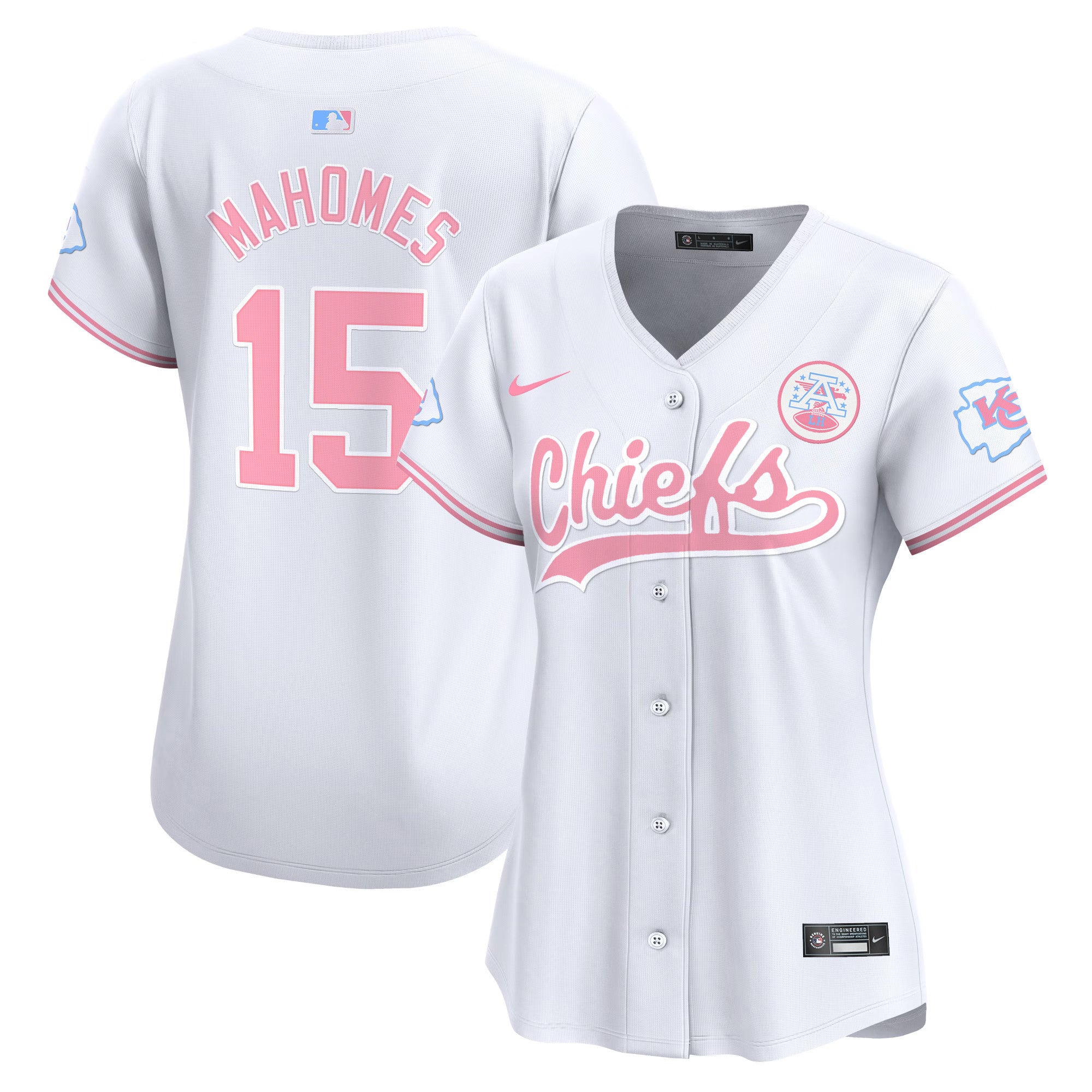 Women's Chiefs Bubblegum Pink Vapor Premier Limited Jersey - All Stitched - White, Patrick Mahomes
