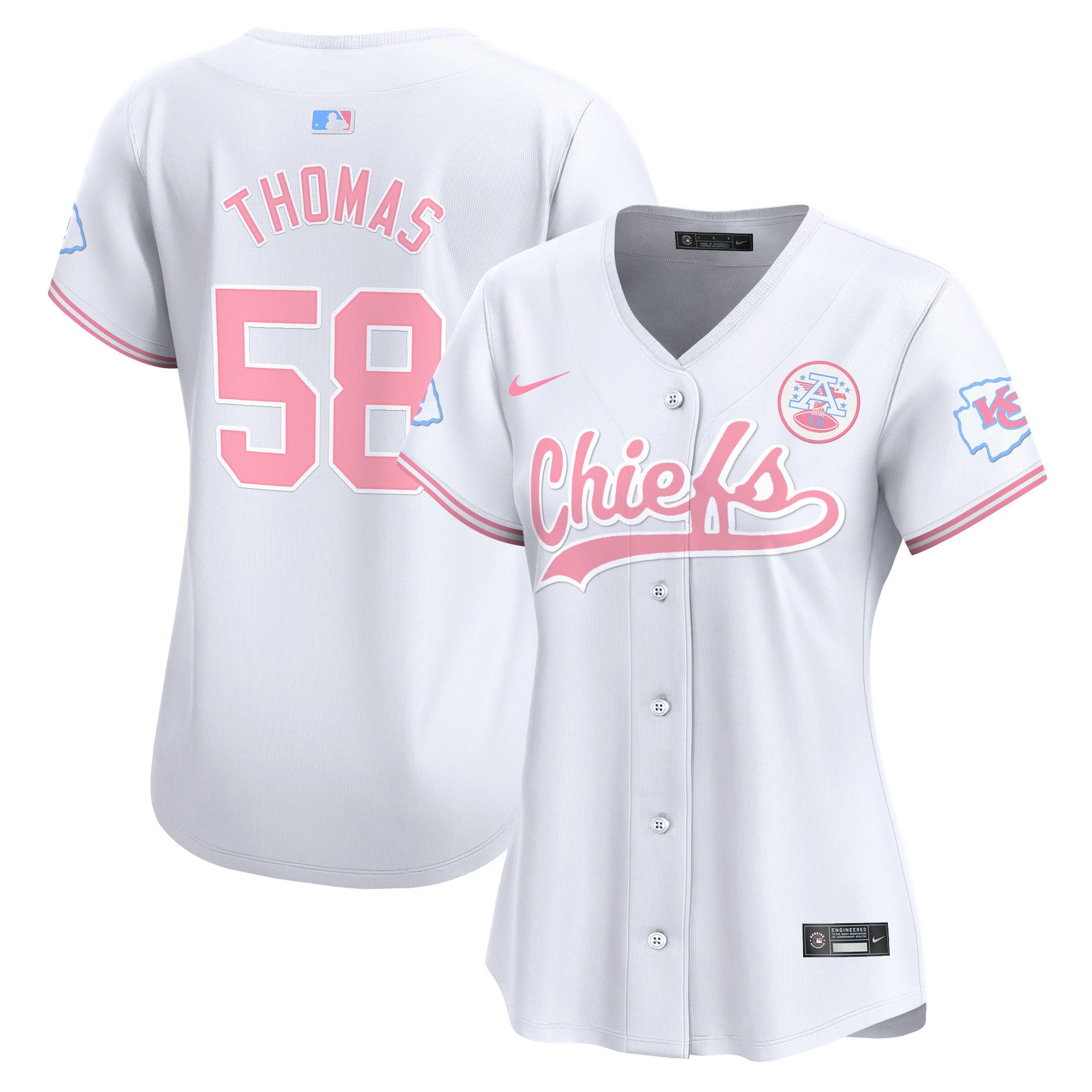 Women's Chiefs Bubblegum Pink Vapor Premier Limited Jersey - All Stitched - White, Derrick Thomas