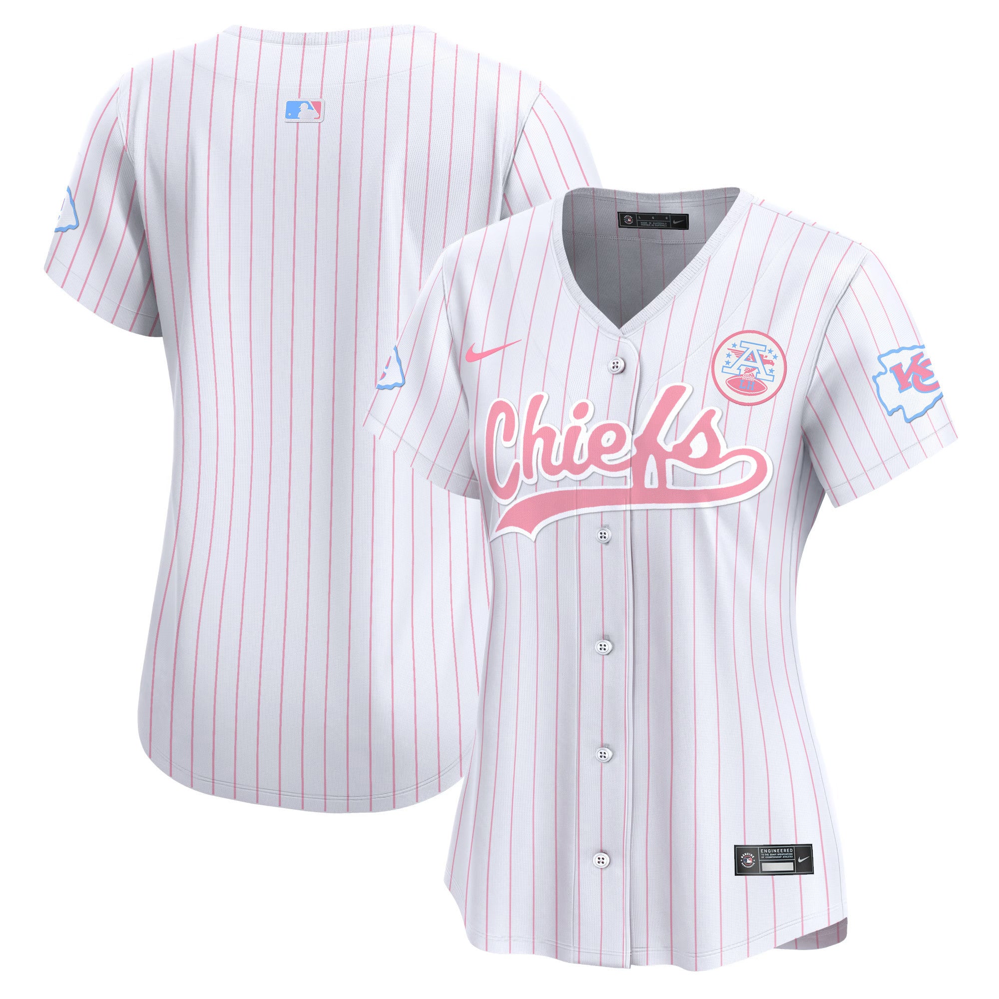 Women's Chiefs Bubblegum Pink Vapor Premier Limited Jersey - All Stitched - Pinstripe, Team