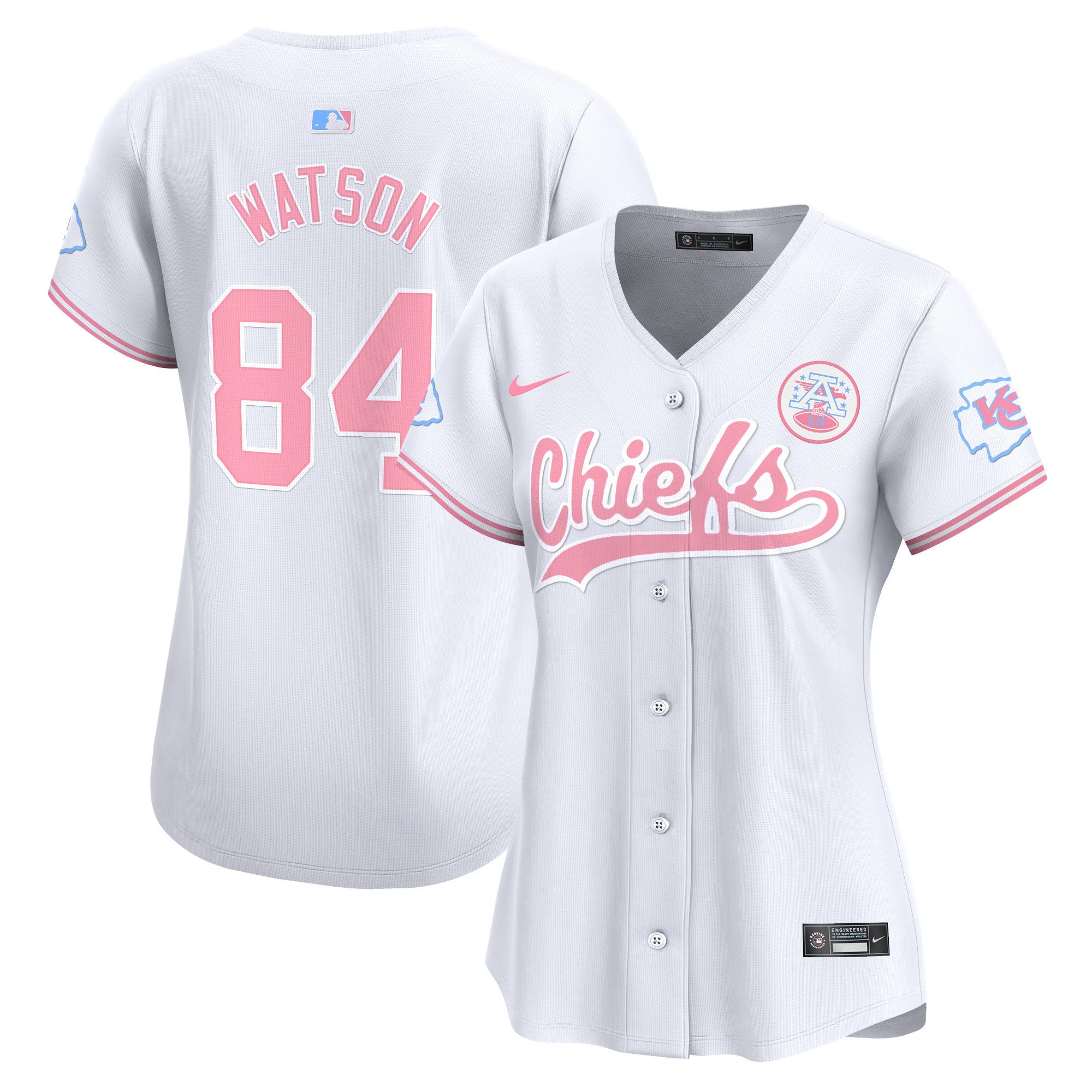 Women's Chiefs Bubblegum Pink Vapor Premier Limited Jersey - All Stitched - White, Justin Watson