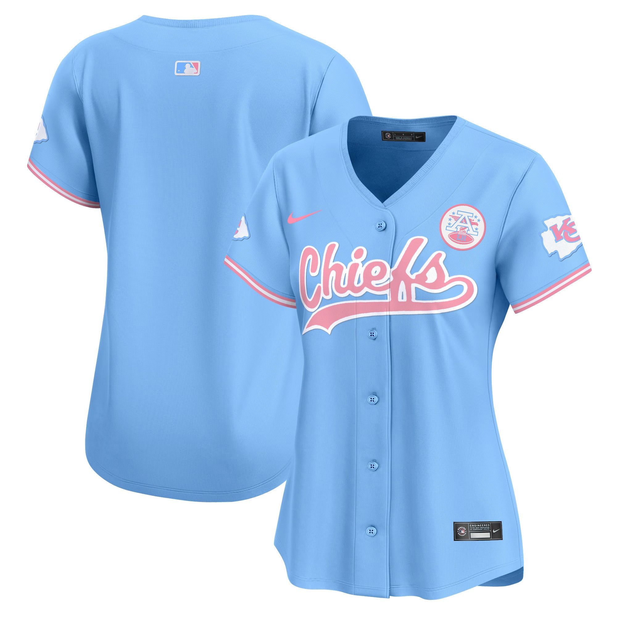 Women's Chiefs Bubblegum Pink Vapor Premier Limited Jersey - All Stitched - Light Blue, Team