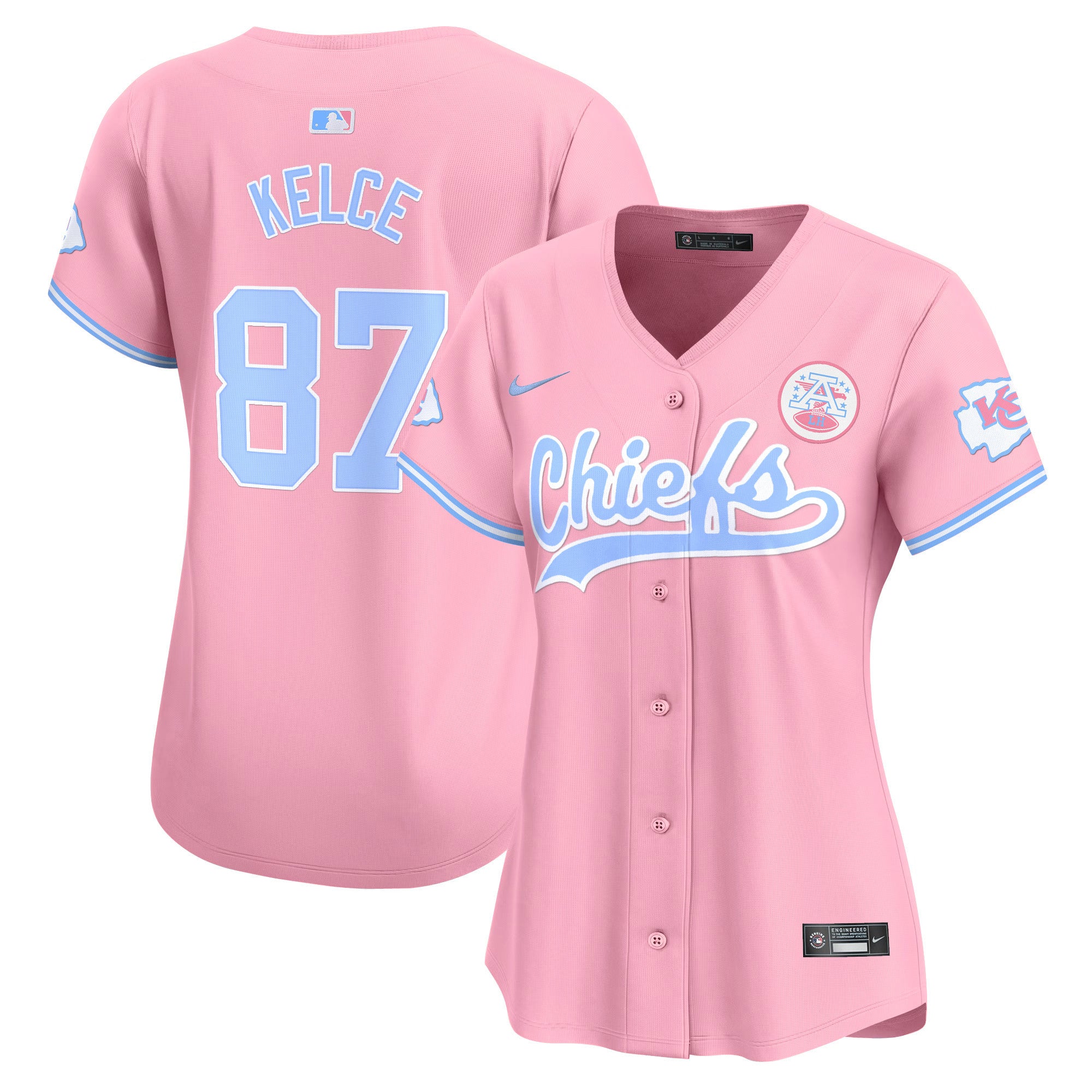 Women's Chiefs Bubblegum Pink Vapor Premier Limited Jersey - All Stitched - Pink, Travis Kelce