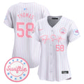 Women's Chiefs Taylor Swift Bubblegum Pink Vapor Premier Limited Jersey - All Stitched - Pinstripe, Derrick Thomas