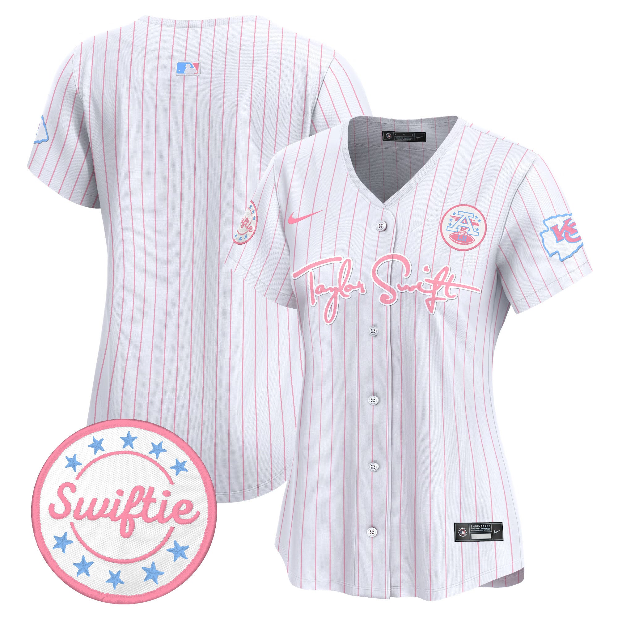 Women's Chiefs Taylor Swift Bubblegum Pink Vapor Premier Limited Jersey - All Stitched - Pinstripe, Team