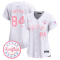 Women's Chiefs Taylor Swift Bubblegum Pink Vapor Premier Limited Jersey - All Stitched - Pinstripe, Justin Watson