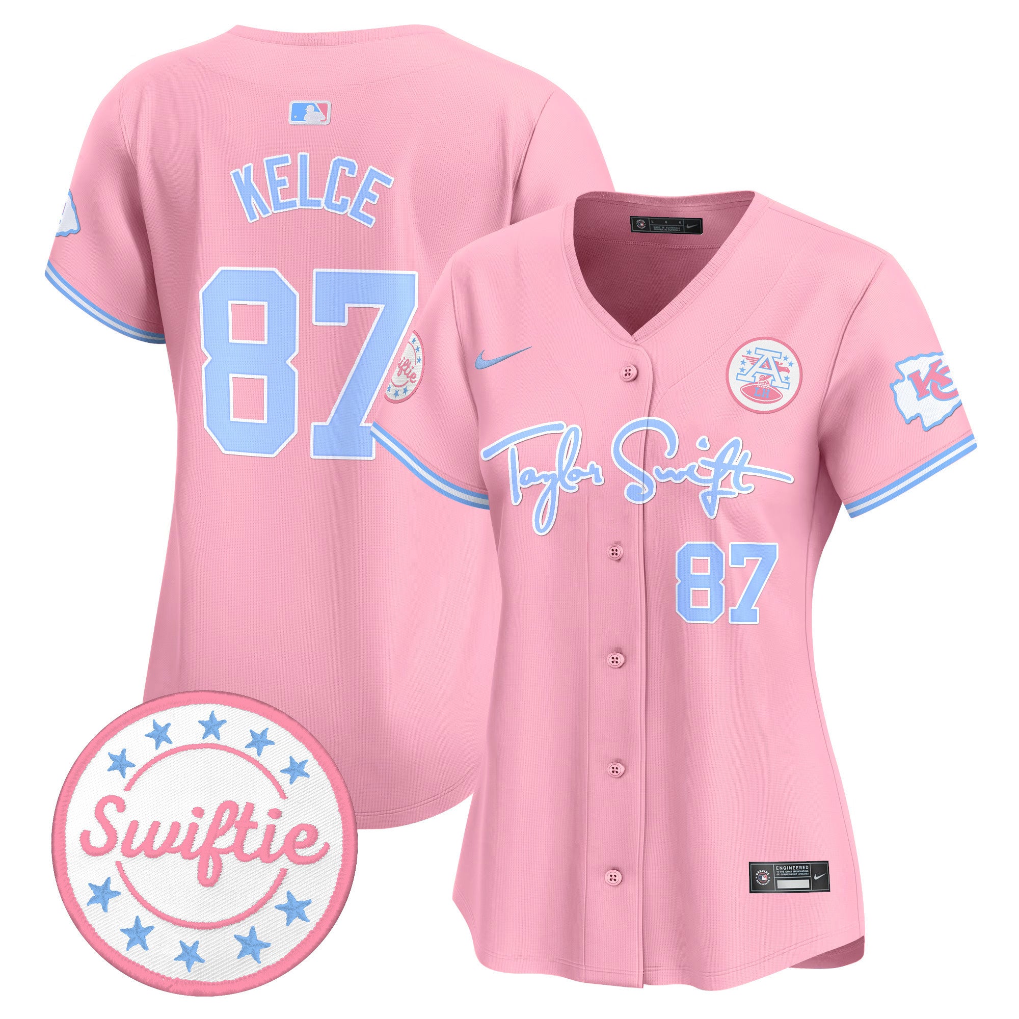 Women's Chiefs Taylor Swift Bubblegum Pink Vapor Premier Limited Jersey - All Stitched - Pink, Travis Kelce
