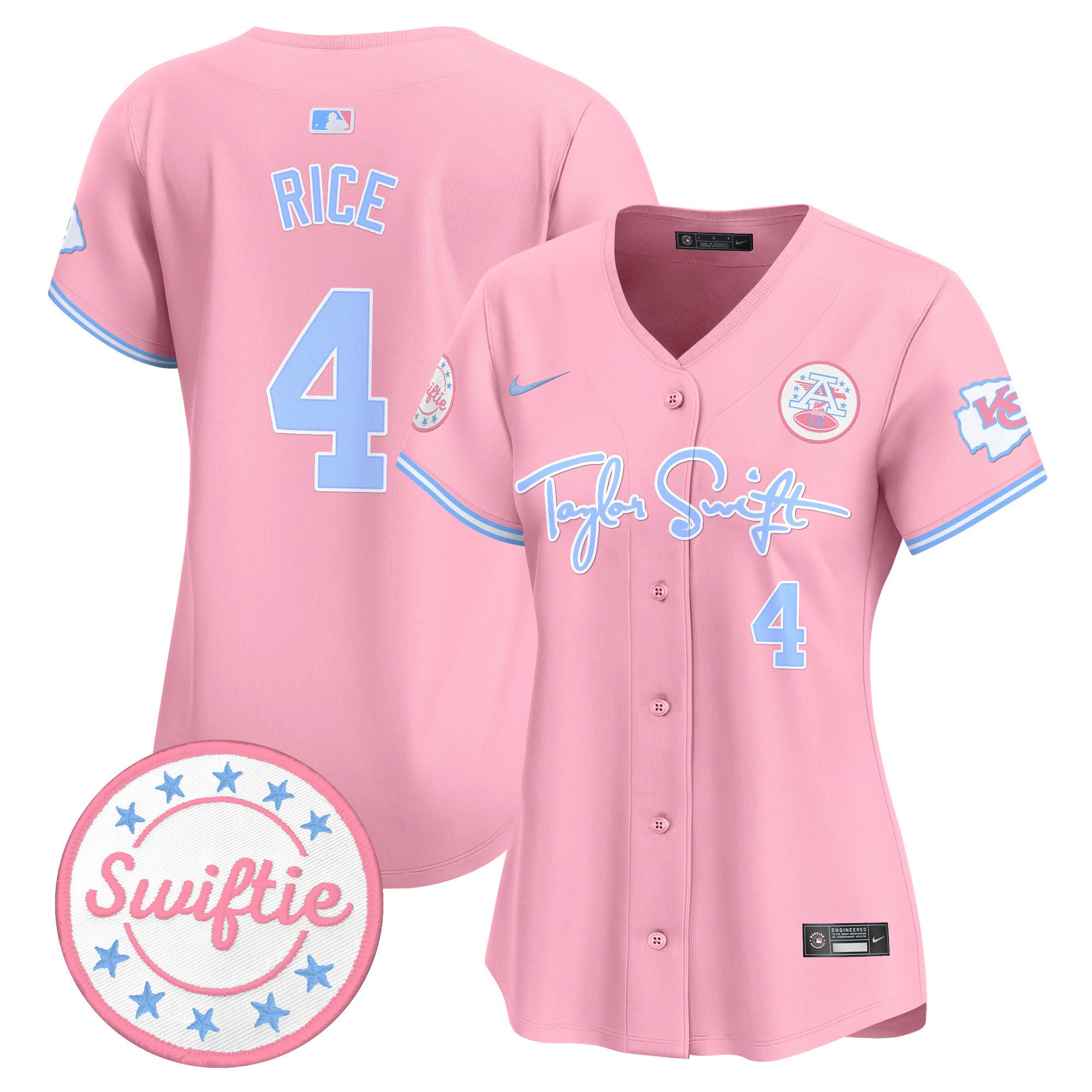 Women's Chiefs Taylor Swift Bubblegum Pink Vapor Premier Limited Jersey - All Stitched - Pink, Rashee Rice