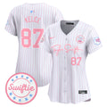 Women's Chiefs Taylor Swift Bubblegum Pink Vapor Premier Limited Jersey - All Stitched - Pinstripe, Travis Kelce