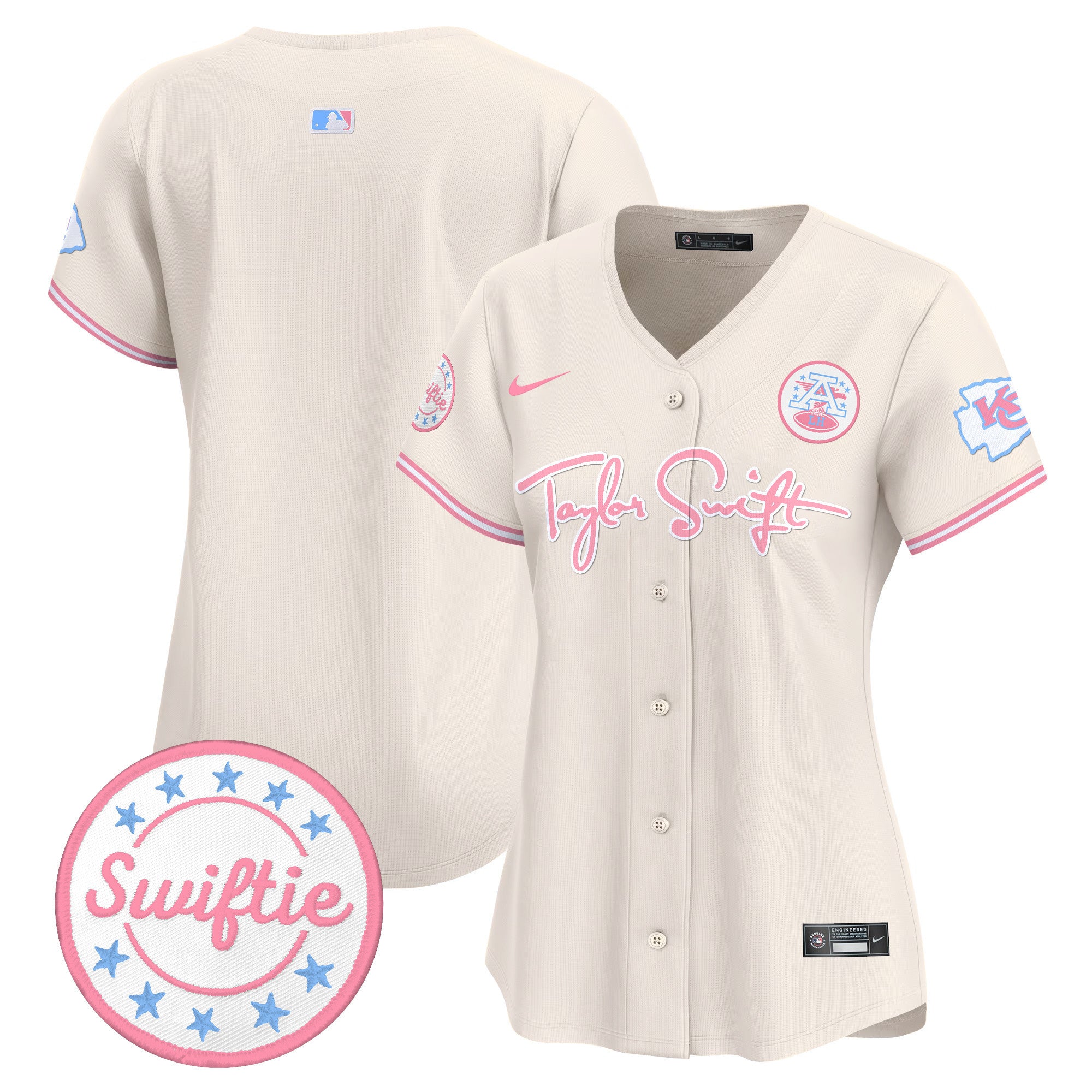Women's Chiefs Taylor Swift Bubblegum Pink Vapor Premier Limited Jersey - All Stitched - Cream, Team